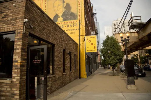 Saint Lou's Assembly restaurant entrance on W Lake St in Fulton Market Chicago