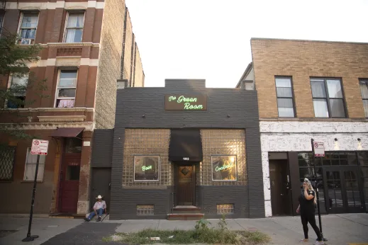 The Green Room bar entrance in Pilsen Chicago