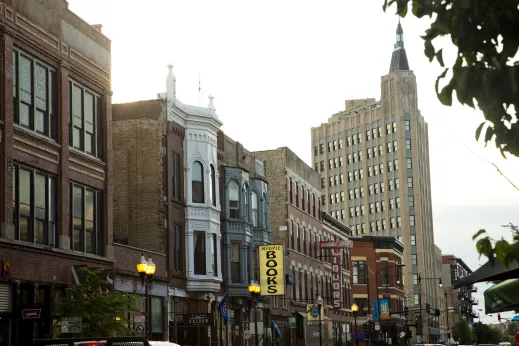 The Robey Hotel local businesses along N Milwaukee Ave in Wicker Park Chicago