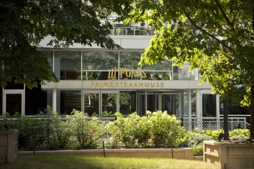 Three Forks Steakhouse restaurant entrance in Lakeshore East Chicago