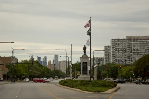 Victory Monument on S Martin Luther King Drive in Bronzeville Chicago