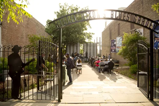 Willie Dixons Blues Garden gate entrance in the South Loop Chicago