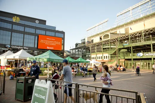 Wrigley Field Gallagher Way Green City Market in Wrigleyville Chicago