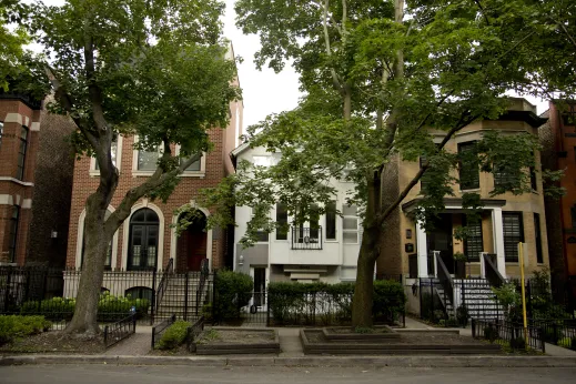 Apartment building exteriors near DePaul University in Chicago