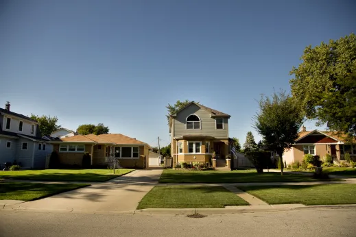 Brick bungalow with second floor addition in Norwood Park Chicago