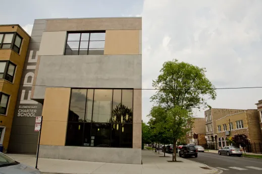 Elementary school front in Humboldt Park Chicago