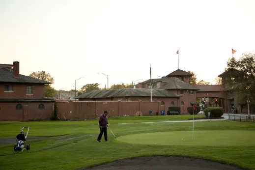 Golfer playing at South Shore Golf Course in South Shore Chicago