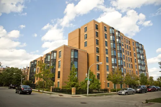 Modern apartment building in Oakland Chicago