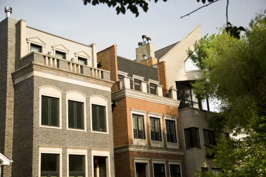 Modern apartment building terraces in Old Town Chicago