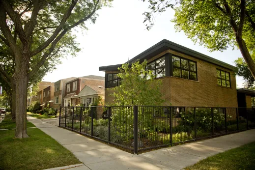 Modern apartment building in Budlong Woods Chicago