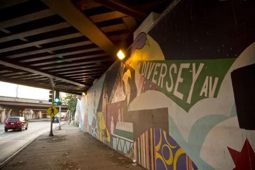 Mural under viaduct in Avondale Chicago