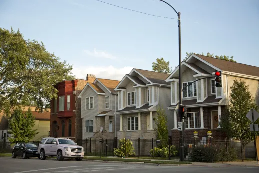 New construction and vintage apartments side by side in East Garfield Park Chicago