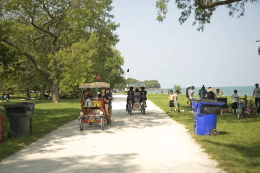 Quadcycle rentals rolling down Lake Michigan Chicago in Margate Park Chicago
