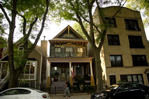 Restore Victorian style house front porch in Roscoe Village Chicago