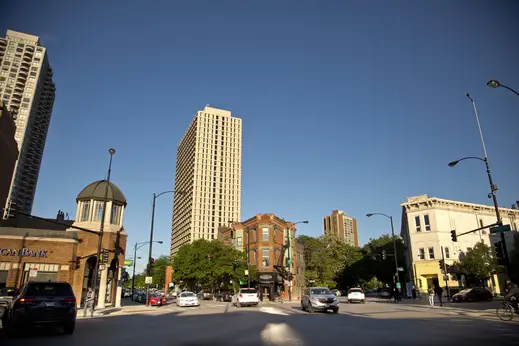 Six way intersection at Armitage, Lincoln, and Sedgwick in Lincoln Park Chicago