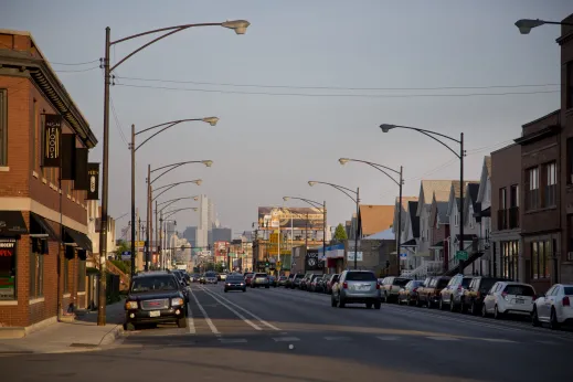 Street scene in Avondale Chicago