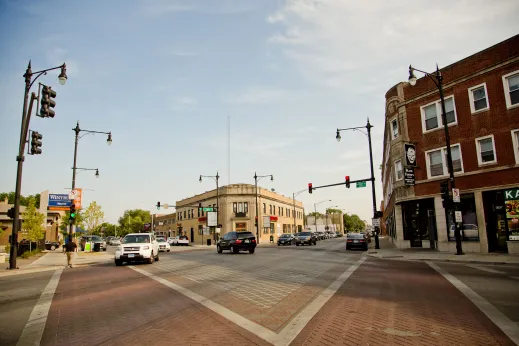 Traffic at intersection on Irving Park Rd in Irving Park Chicago