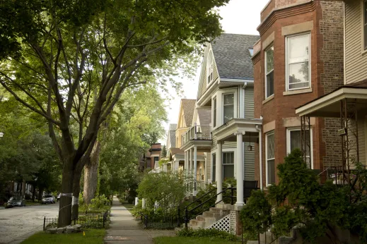 Two flat apartments and front porches in St. Ben's Chicago