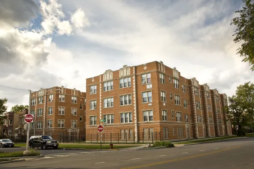 Vintage apartment building in East Garfield Park Chicago