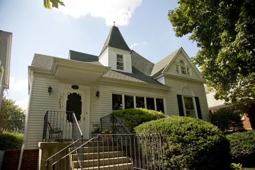 Vintage home exterior and staircase in North Park Chicago