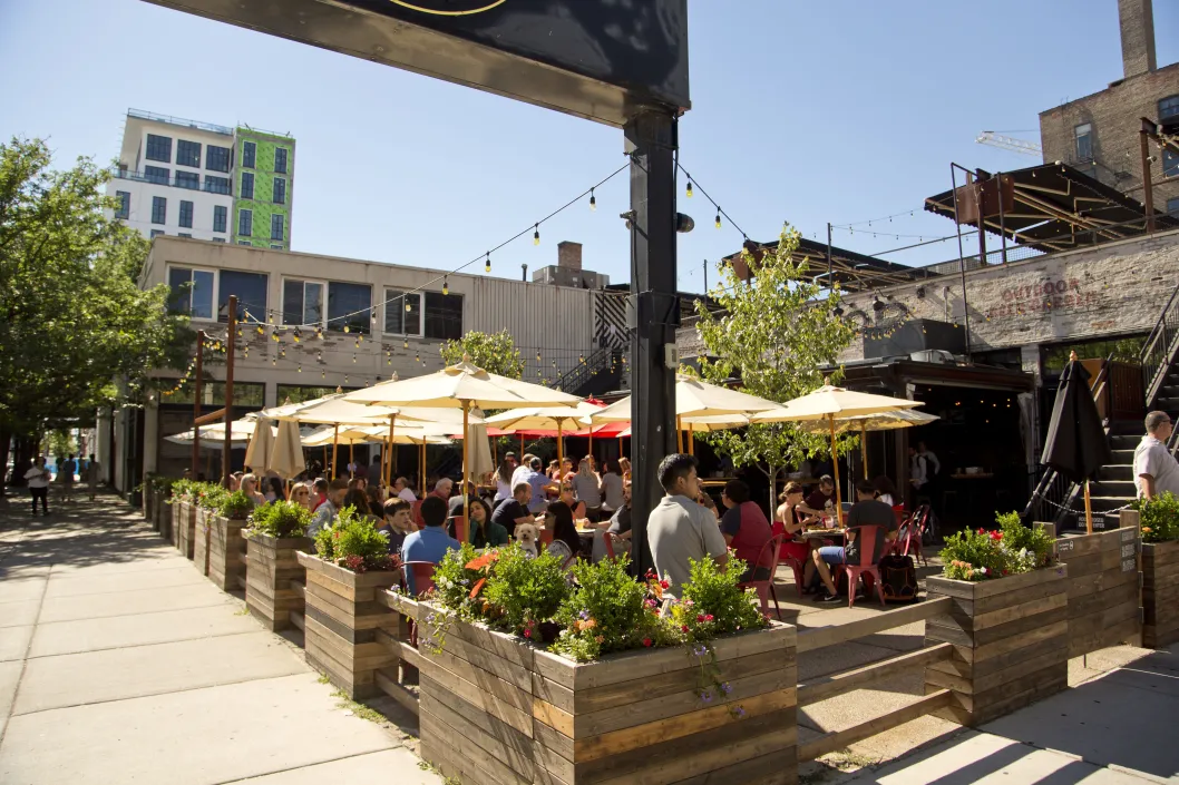 Federales bar and restaurant outdoor patio seating in the West Loop Chicago