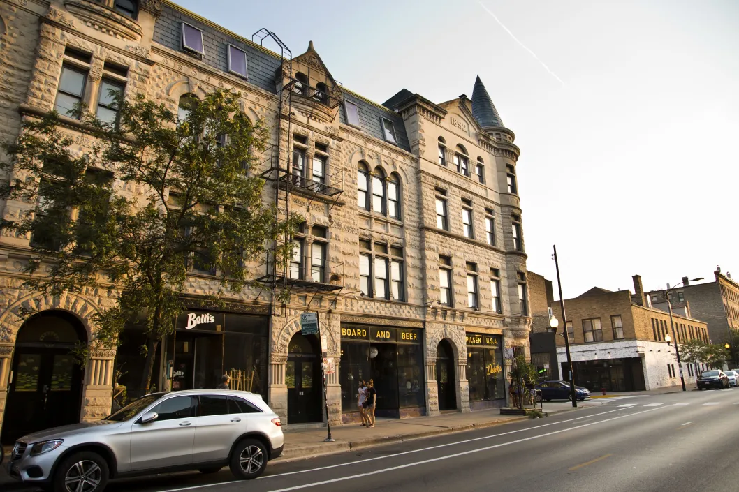 Thalia Hall and Duseks restaurant on 18th Street in Pilsen Chicago