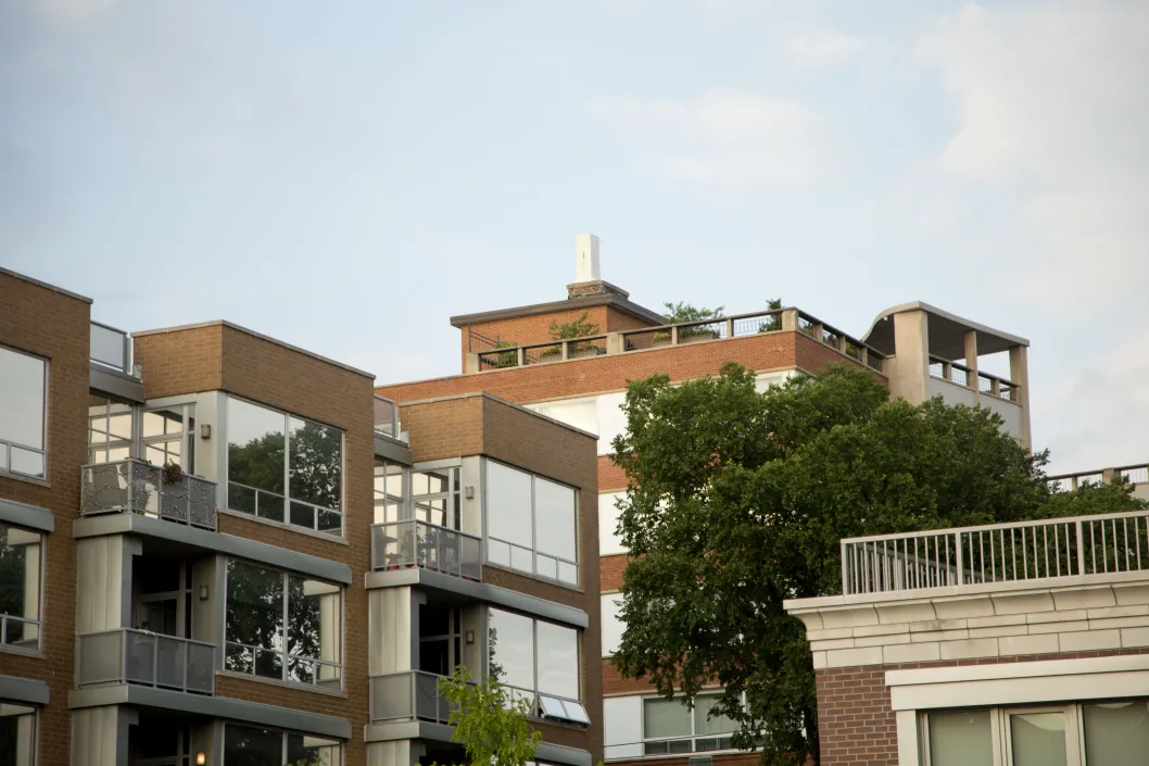 Apartment rooftops in Evanston, IL