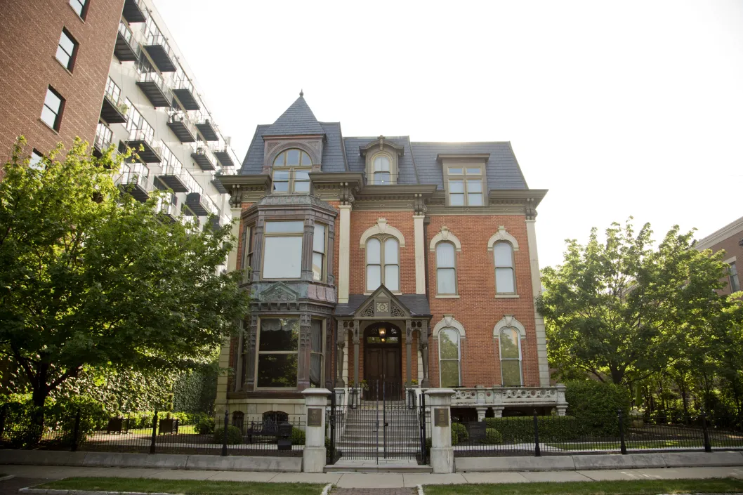 Old south loop mansion front gate in the South Loop Chicago