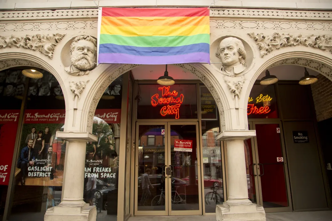 The Second City Theater entrance on W North Avenue in Old Town Chicago