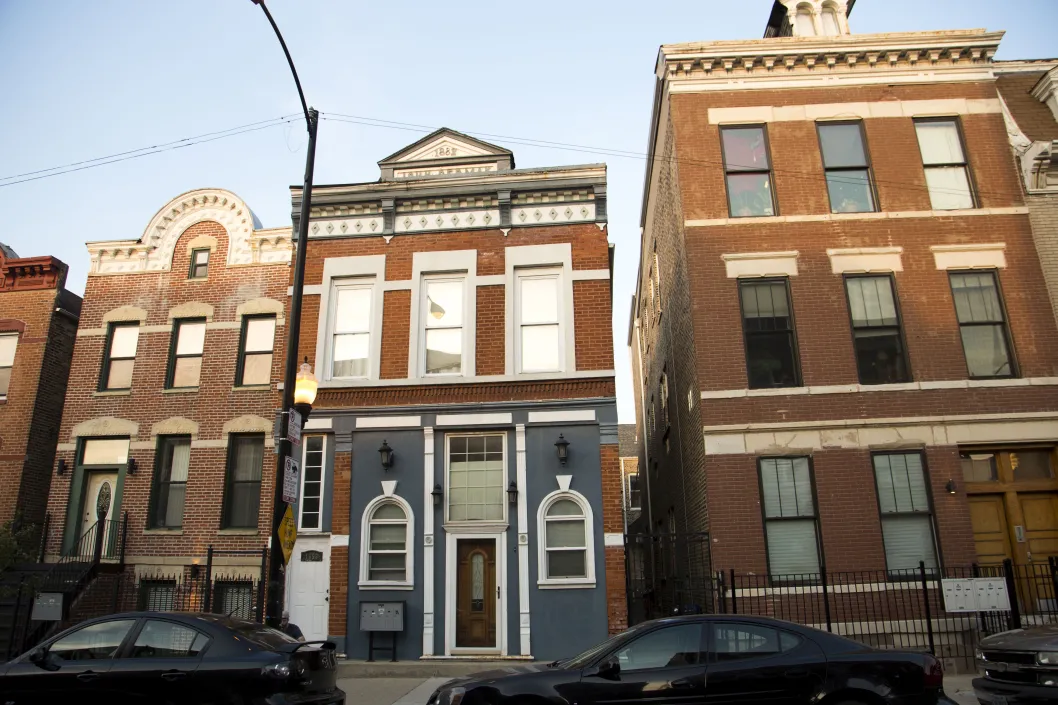 Vintage brick apartment buildings in Pilsen Chicago