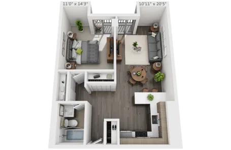 1 Bedroom University Village Apartment