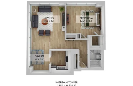 1 Bedroom Edgewater Apartment