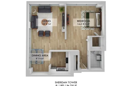 1 Bedroom Edgewater Apartment