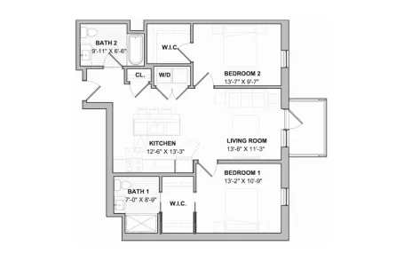 2 Bedroom Tri-Taylor Apartment